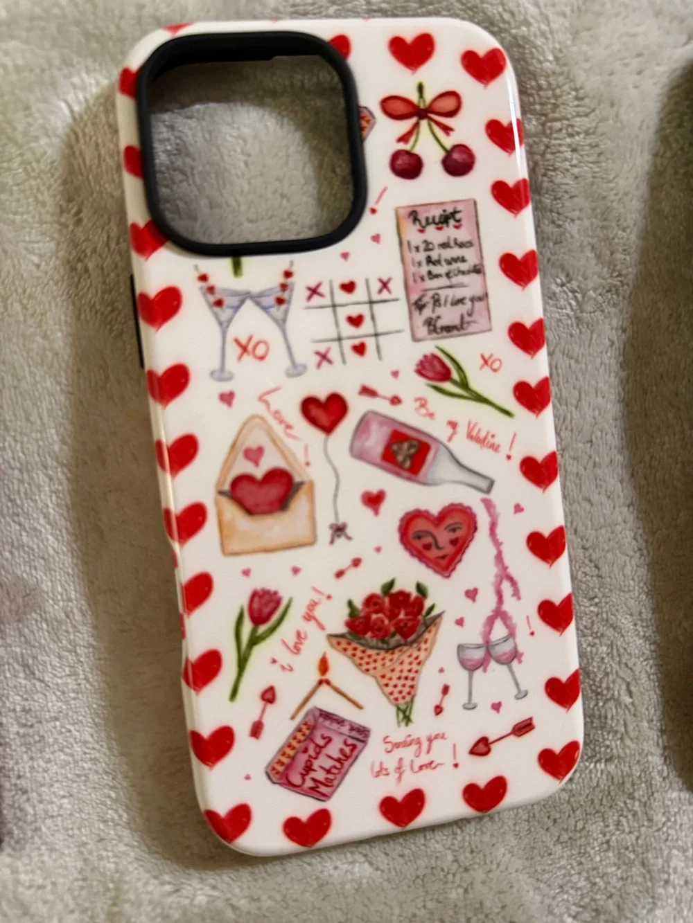 Protective Valentine Hearts Phone Case - White with Red Hearts